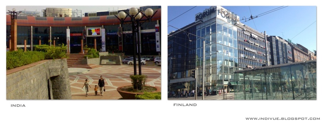 Shopping malls in India and in Finland