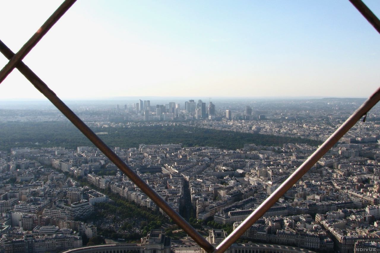 View from top of the Eiffel Tower in Paris France