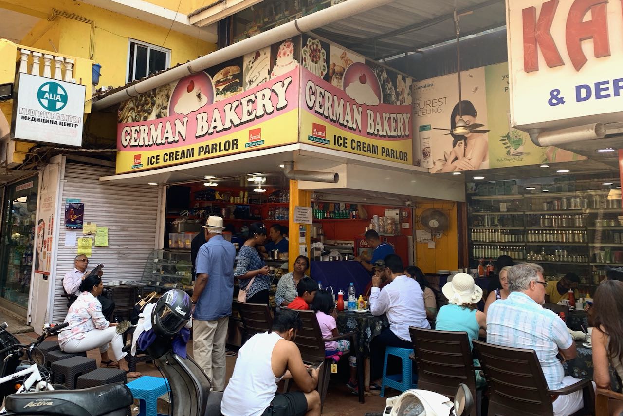 Cafe German Bakery and the customers in Benaulim South Goa