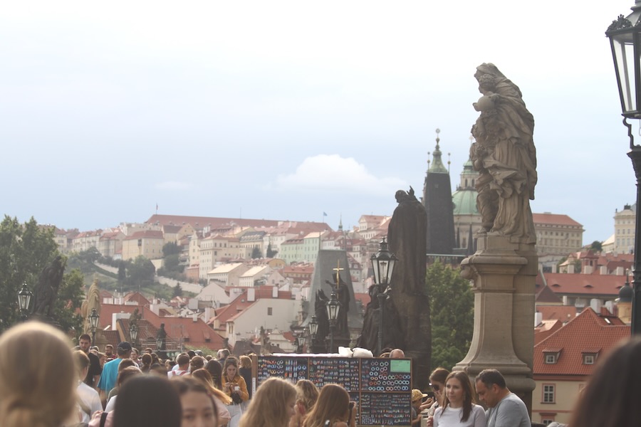 Tourists on Charles bridge in Prague