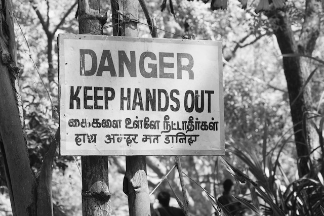 A warning sign in a crocodile park in East India