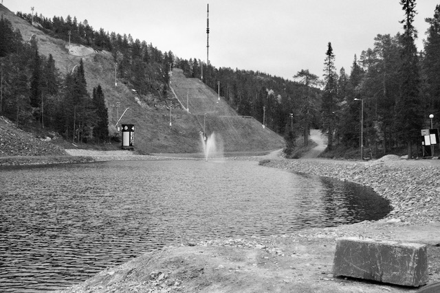 Fountain by the ski slope