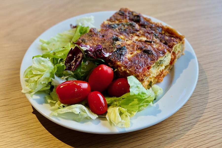 Tomato-Kale pie in the Finnish Café Torpanranta in Helsinki