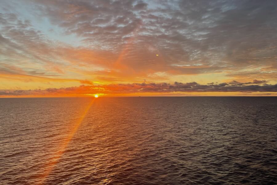 Sunrise at the Baltic sea on a ship to Helsinki